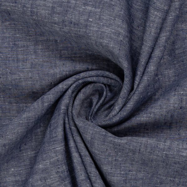 Leinen- Baumwoll Mischgewebe "Paul" dunkelblau meliert